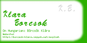 klara borcsok business card